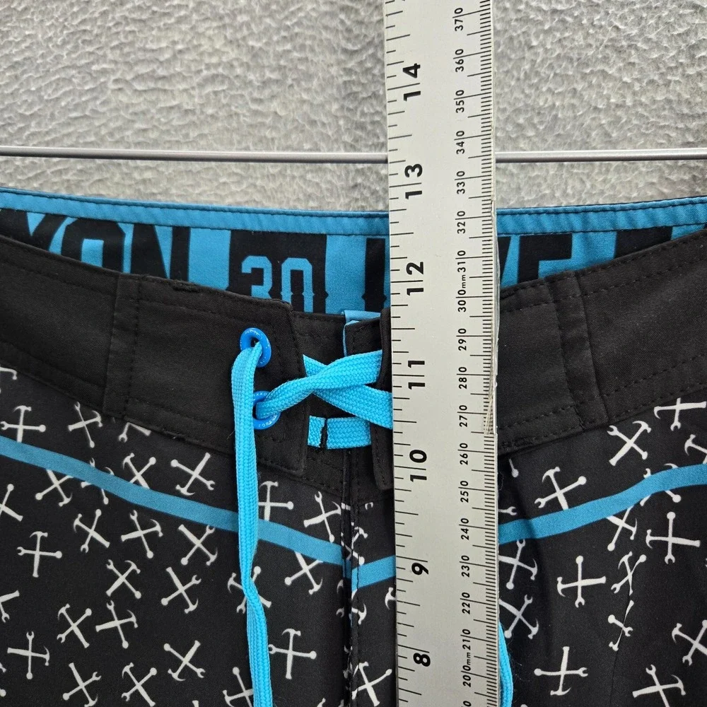 Dixxon Men Swimwear 30 Blue Striped‎ Board Shorts Logo Graphic Cargo Pocket
